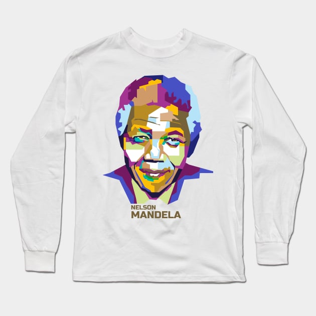 Nelson Mandela in WPAP Long Sleeve T-Shirt by smd90